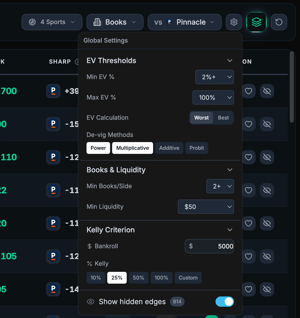 Advanced settings & filters