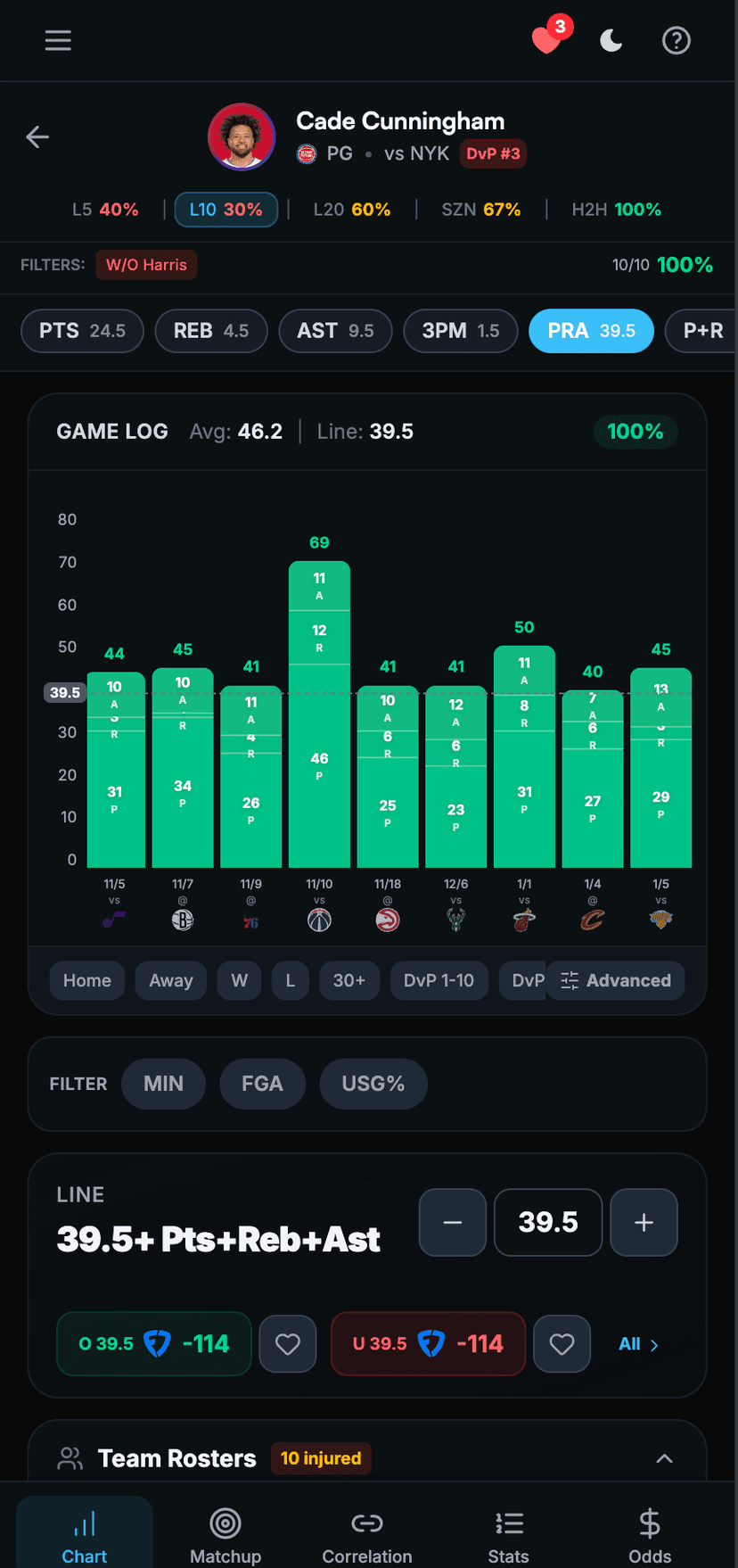Hit Rates mobile preview