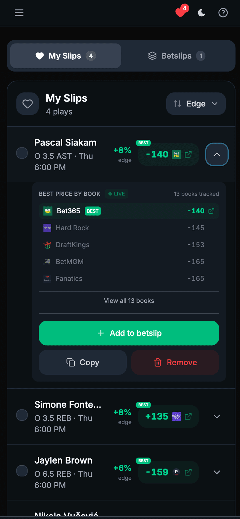 My Slips mobile preview